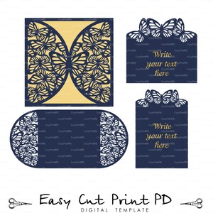 Download Butterfly Wedding Invitation Card Cover Template Svg Dxf Etsy
