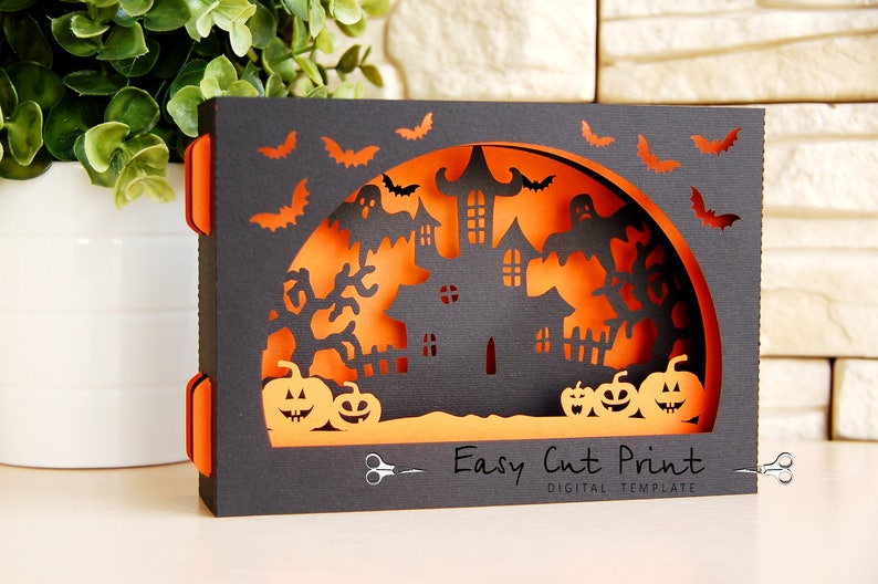 Download Halloween Boo 3D gift Shadow box Card Laser cut SVG DXF | Etsy