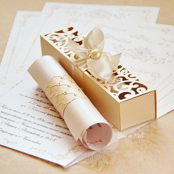 wedding box invitations scroll