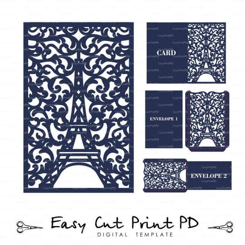 Laser Cut Templates Paris Eiffel Tower Invitation Card | Etsy
