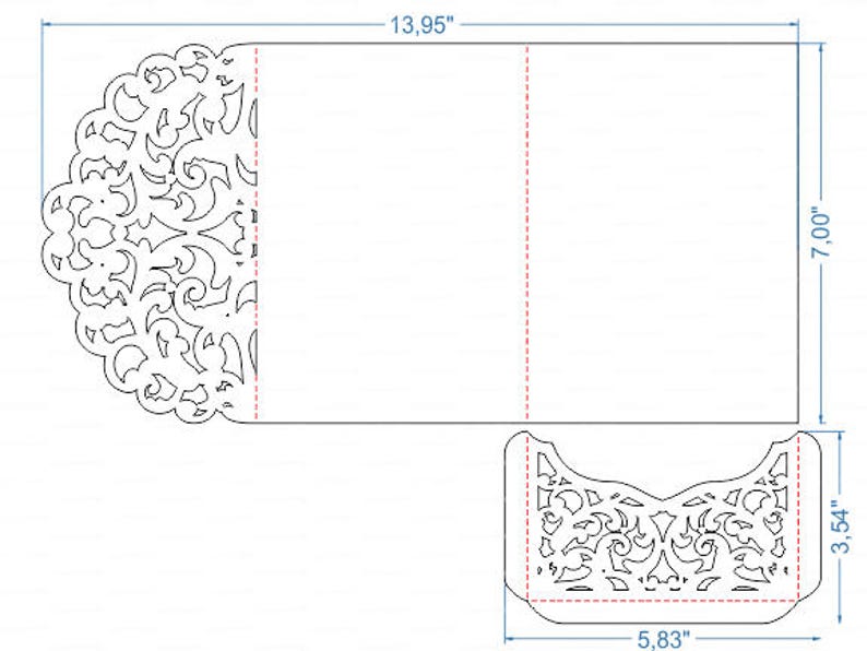 Download Set of Tri Fold pocket envelope 5x7 Wedding Invitation SVG ...