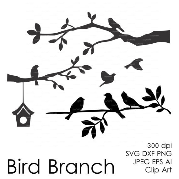 Download Bird Branch Cut File Eps Svg Dxf Ai Jpg Png Silhouettes Etsy
