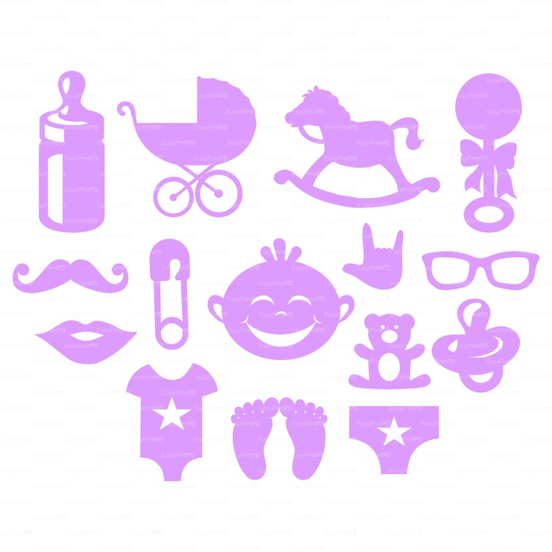 Photo booth props baby shower party svg dxf png file Etsy