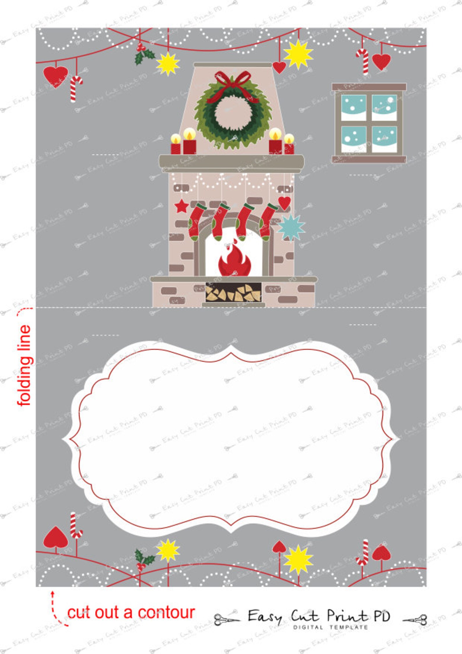 Printable Template Christmas Pop up Card Illustration Santa | Etsy