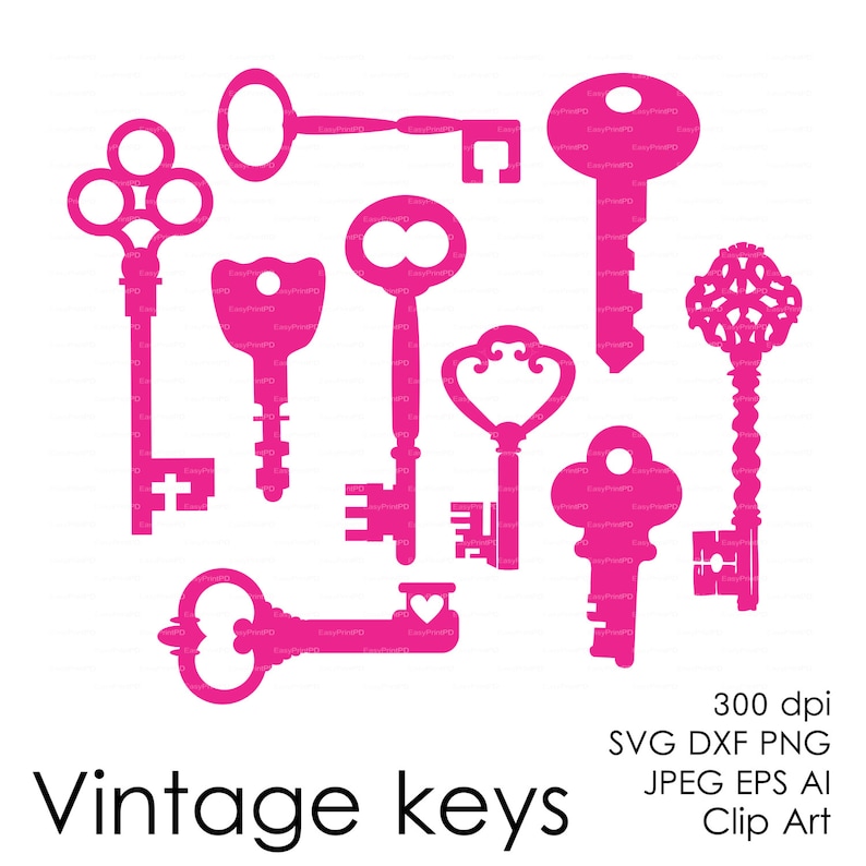 Download Vintage keys Cut File eps svg dxf ai jpg bmp png | Etsy