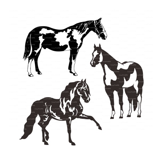 Download Horses silhouette eps svg dxf ai jpg png Vector Digital | Etsy