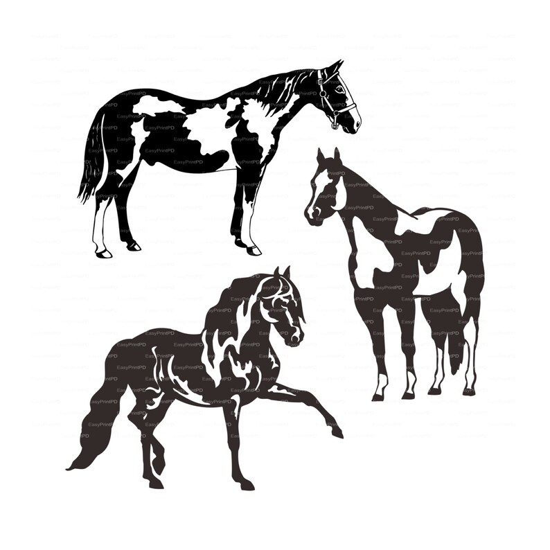 Horses silhouette eps svg dxf ai jpg png Vector Digital | Etsy