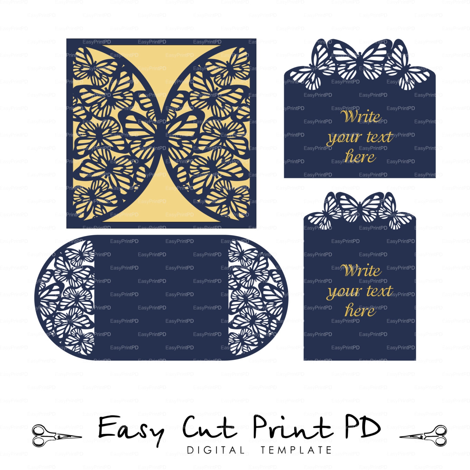 Download Set butterfly Wedding invitation Card COVER Template and ...