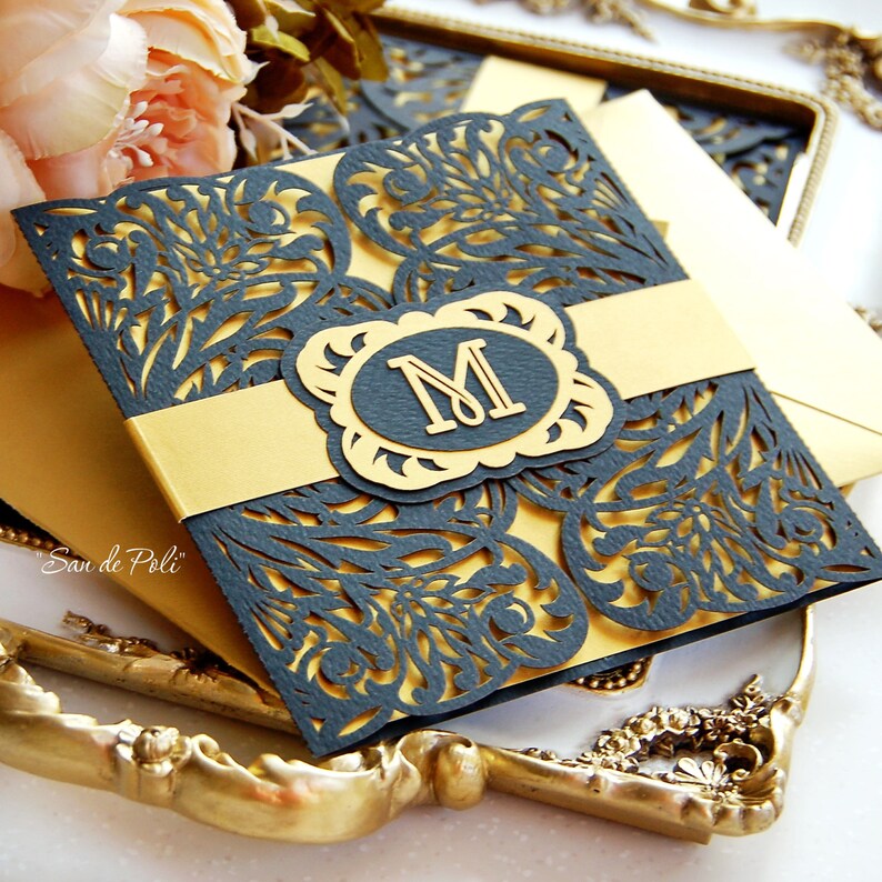 Wedding stationery invitation Art Deco Nouveau Pattern ...