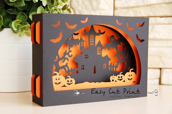 Download Halloween Boo 3D gift Shadow box Card Laser cut SVG DXF | Etsy