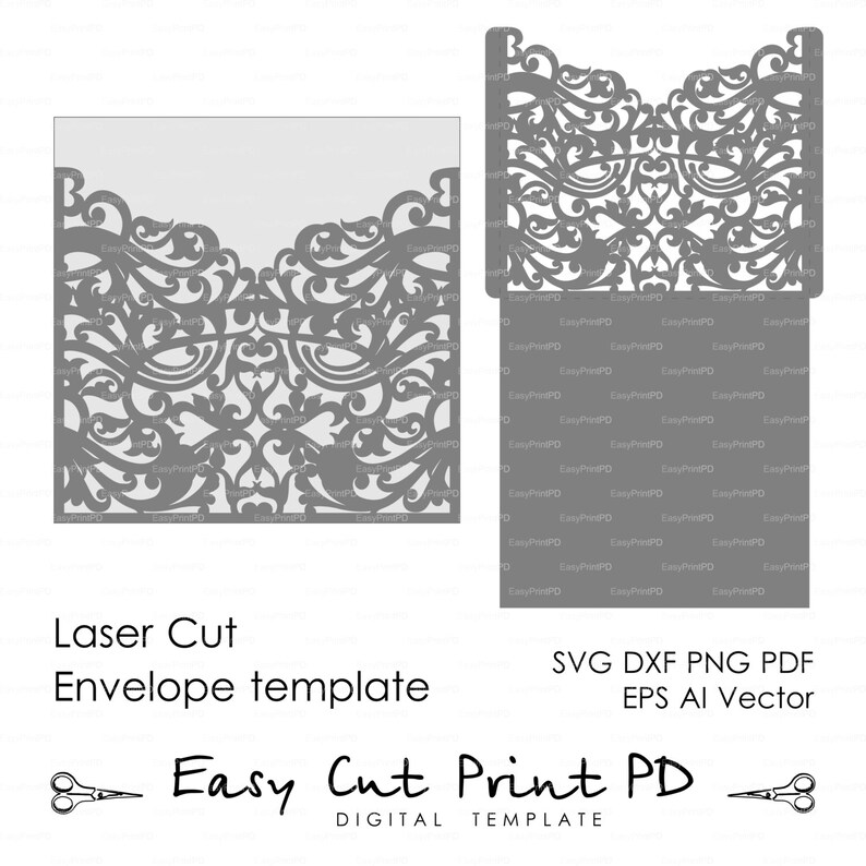 Scroll Wedding Envelope pattern Template swirl cutting ...