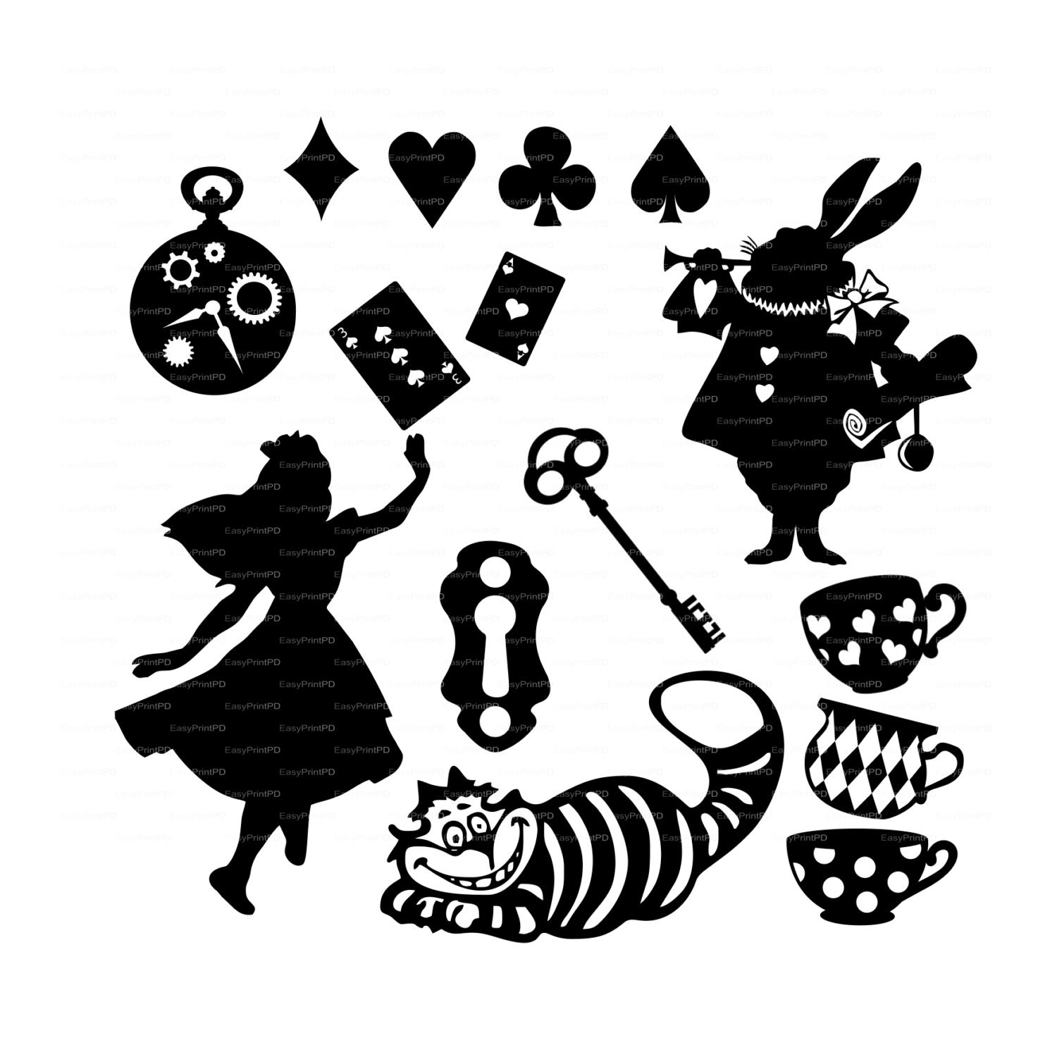 Download Alice in Wonderland Vectors Overlay svg dxf ai eps png | Etsy