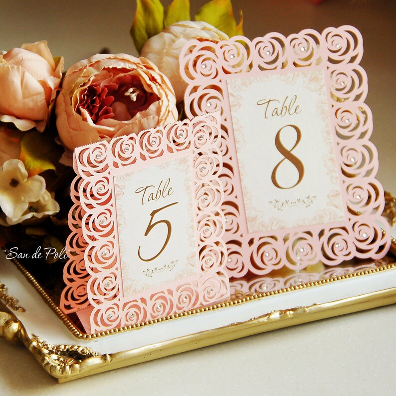 Download Roses Lace Wedding Table Number Floral Cards template svg ...