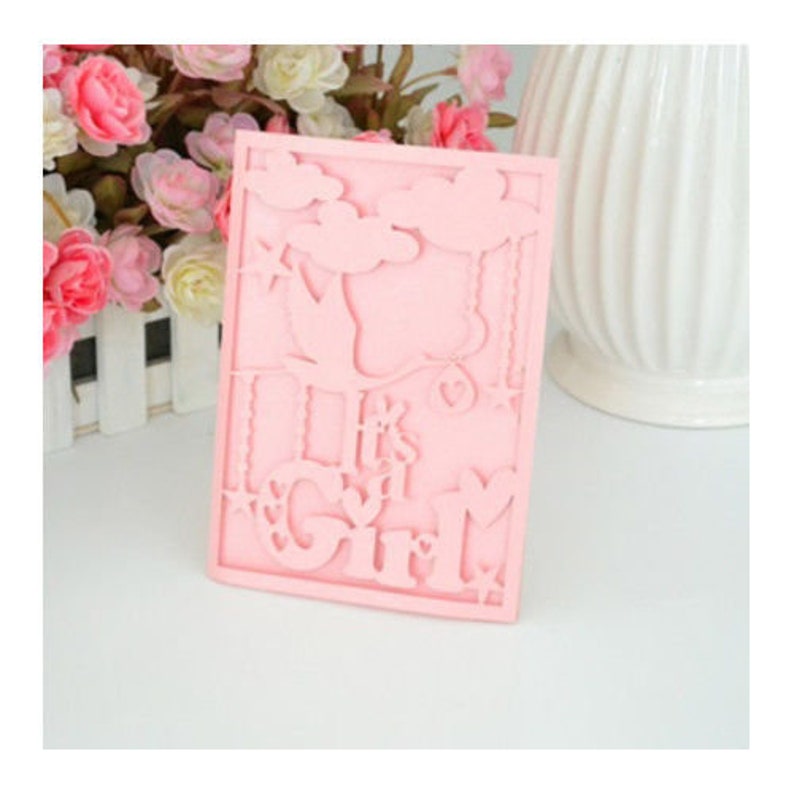 Baby Shower Invitations New Born It S A Girl Card Svg Dxf Eps Png Laser Cut Silhouette Cameo Cricut