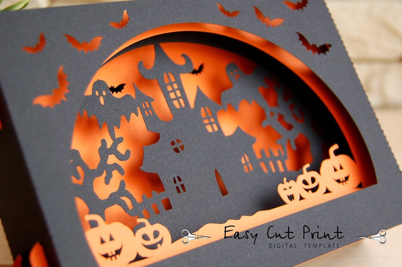 Download Halloween Boo 3D gift Shadow box Card Laser cut SVG DXF | Etsy