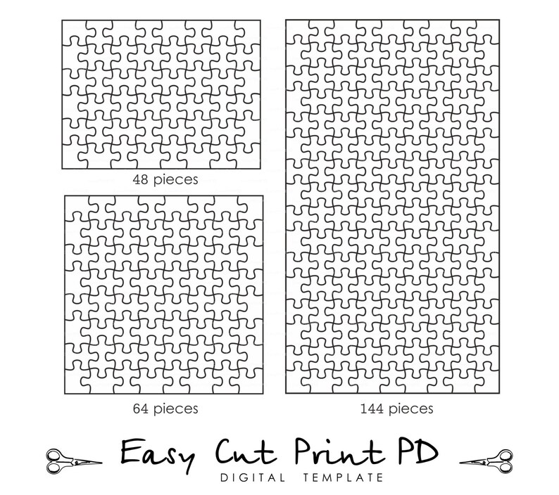 Download Puzzle Set of 3 48 64 144 pieces play game svg dxf png | Etsy