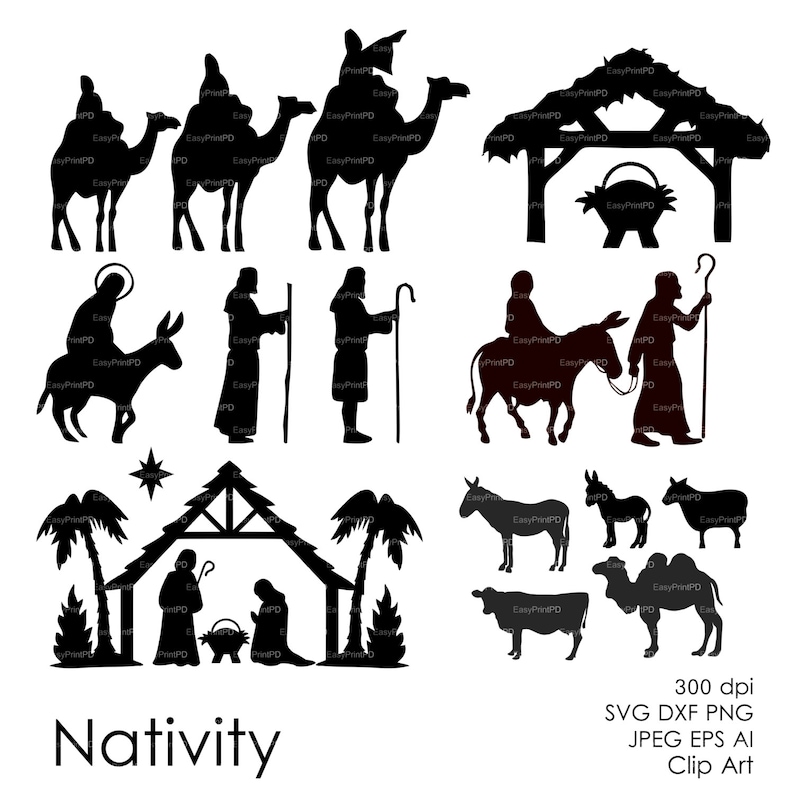 Download COMMERCIAL USE Nativity Christ silhouette Overlays eps svg ...