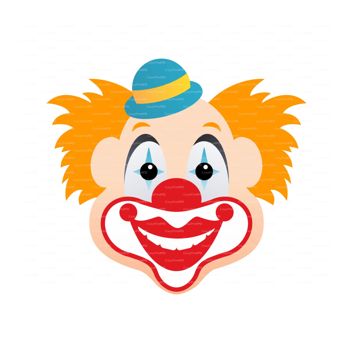 Clown Zirkus Clipart Gesicht Vorlage Svg Eps Dxf Ai Jpg | Etsy