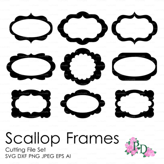 Download Scallop Frames Set Of 9 Cutting File Svg Dxf Ai Eps Png Etsy