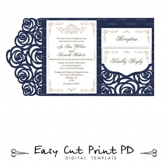 Download Set of Tri Fold pocket roses envelope 5x7 Wedding ...