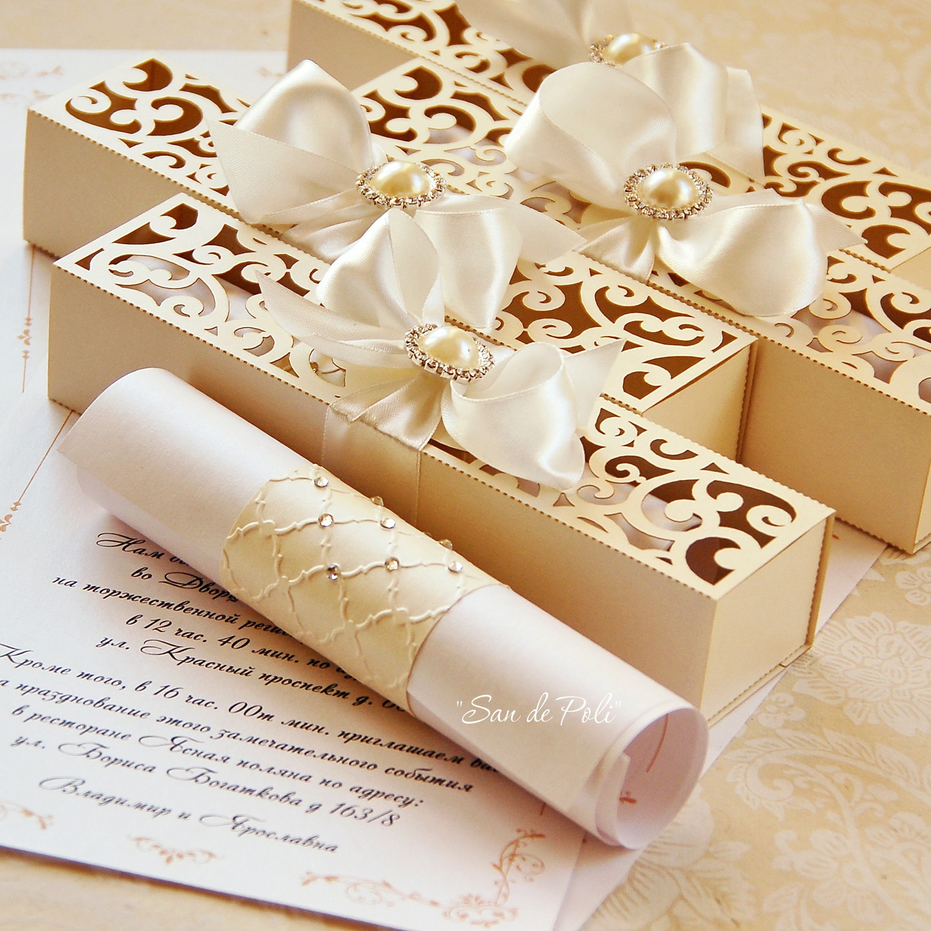 Wedding box invitations scroll roll Card Template swirl Etsy