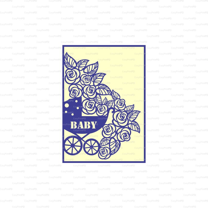 Download Newborn Card baby carriage buggy flowers lace svg dxf ai ...