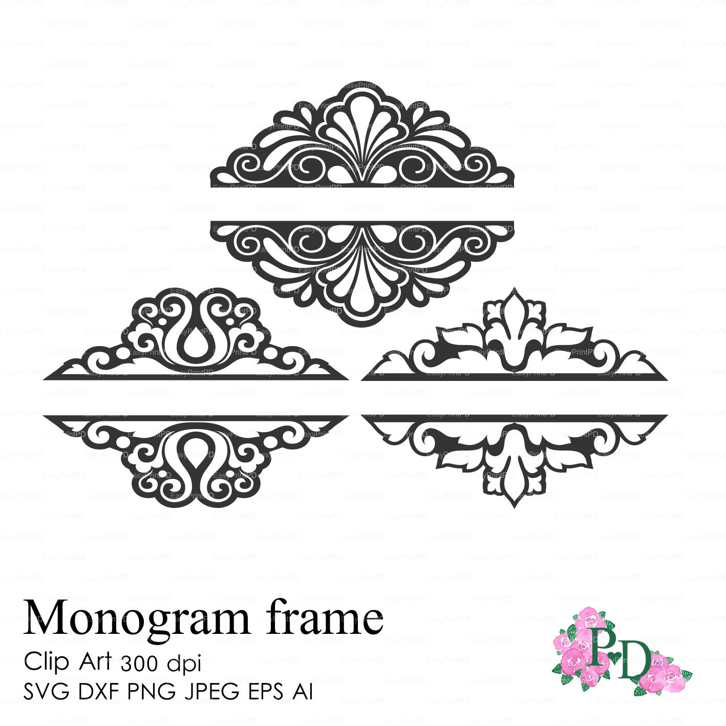 Download Split Wedding Monogram Frames 300 Dpi Svg Dxf Ai Eps Png Etsy