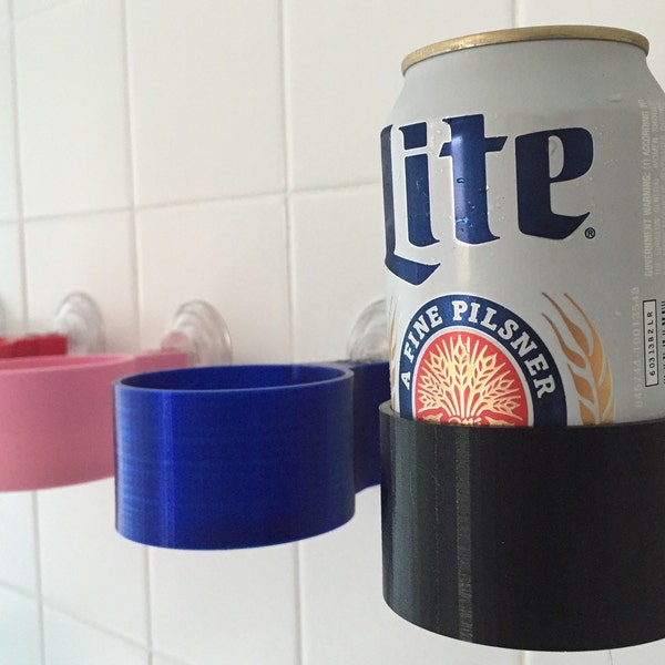 Shower beer beverage holder! Pick you color. 3d printed by SOLIDink3d Suction cups to cars, boat, tractor, glass etc.