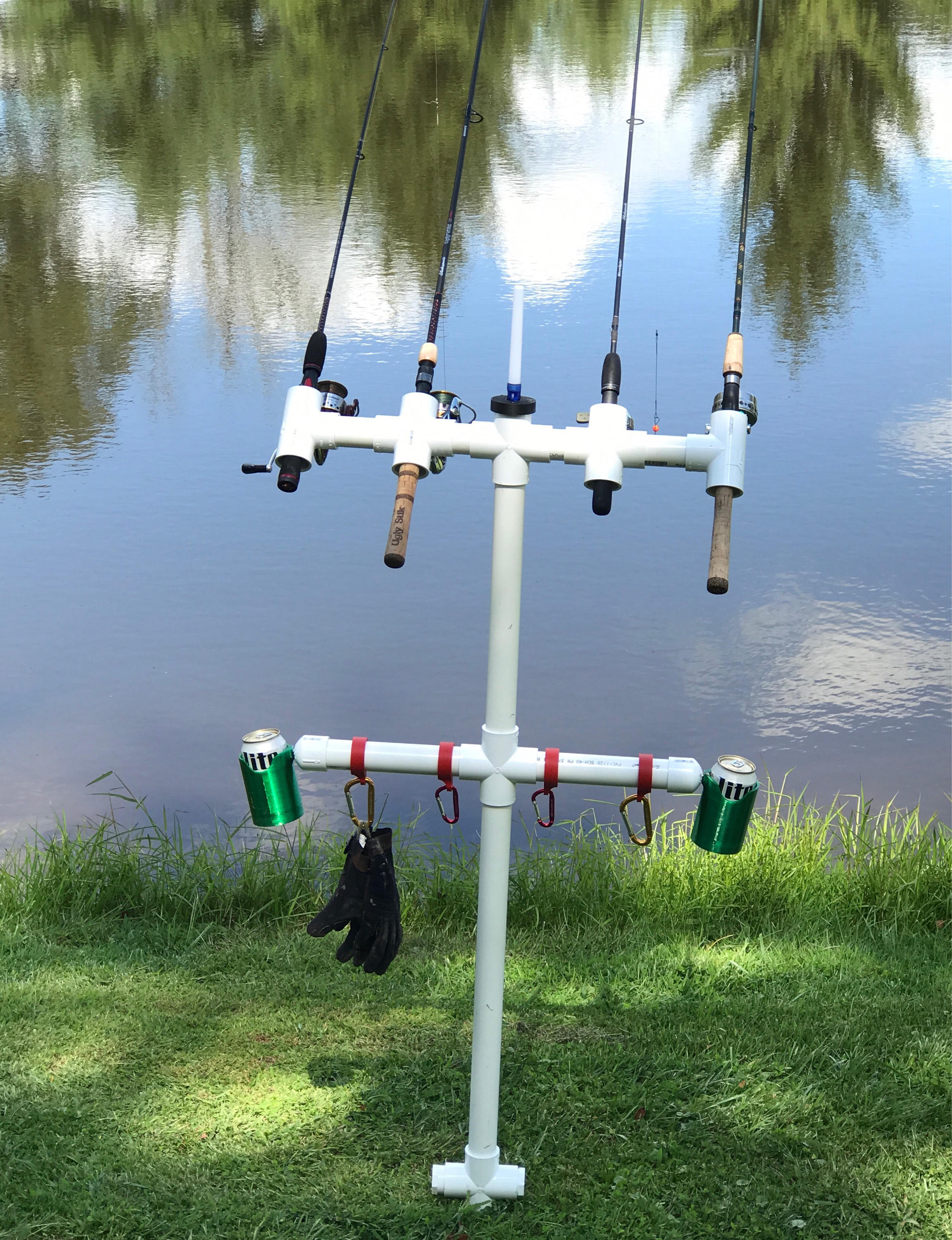 Catfishing rig 4 pole holder with led light 2 swivel beer Etsy