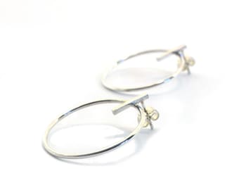 Hoop earrings silver, large front circle earrings,