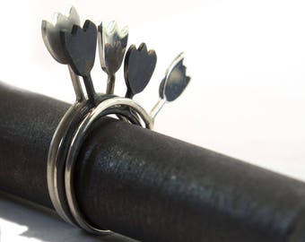 Tulip ring silver