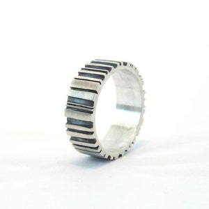 Bar code ring, ring men, black/silver ring