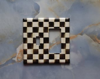 Black and White Checkered Switch Plate Cover - Midsize Toggle Rocker