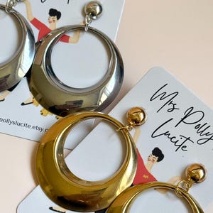 Sophia Hoop Earrings Large 50s Style, Vintage Inspired Gold or Silver Statement Hoops
