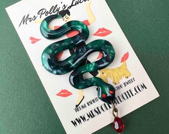 Snake Acetate Resin brooch - Bakelite jewelry inspired,Fantastic Snake Design - Hypnotic style by Mrs Polly's Lucite