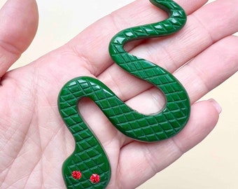 Hypnotic Snake Brooch, Bakelite Style Pin, Lucite Inspired Fakelite Resin Vintage Jewelry