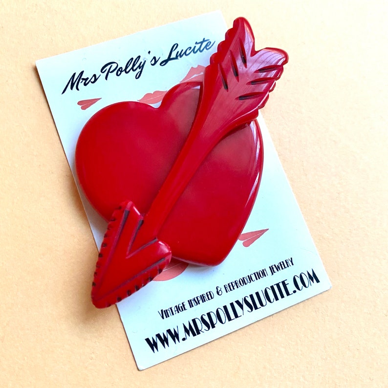 Cupid on my side pin brooch Bakelite Vintage inspired FUN image 1