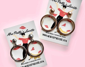 Marilyn Monroe Little Hoop Earrings, Classic 50s Vintage Inspired Rockabilly Style by Mrs Polly's Lucite