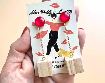 Retro Dangle Earrings, Vintage Bakelite Jewelry inspired, Resin earrings, 1950s 1960s style, Rockabilly earrings by Mrs Polly's Lucite