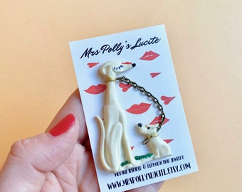 Family woof Bakelite brooch inspired,Resin Brooch,Retro, Vintage 40s 50s 60s by Mrs Polly's Lucite