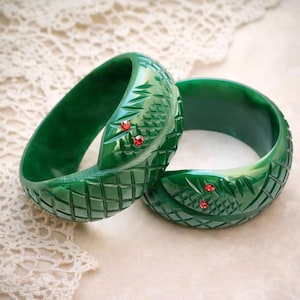 Green Snake Resin Bangle – 1940s Bakelite Style Fakelite Reproduction Inspired