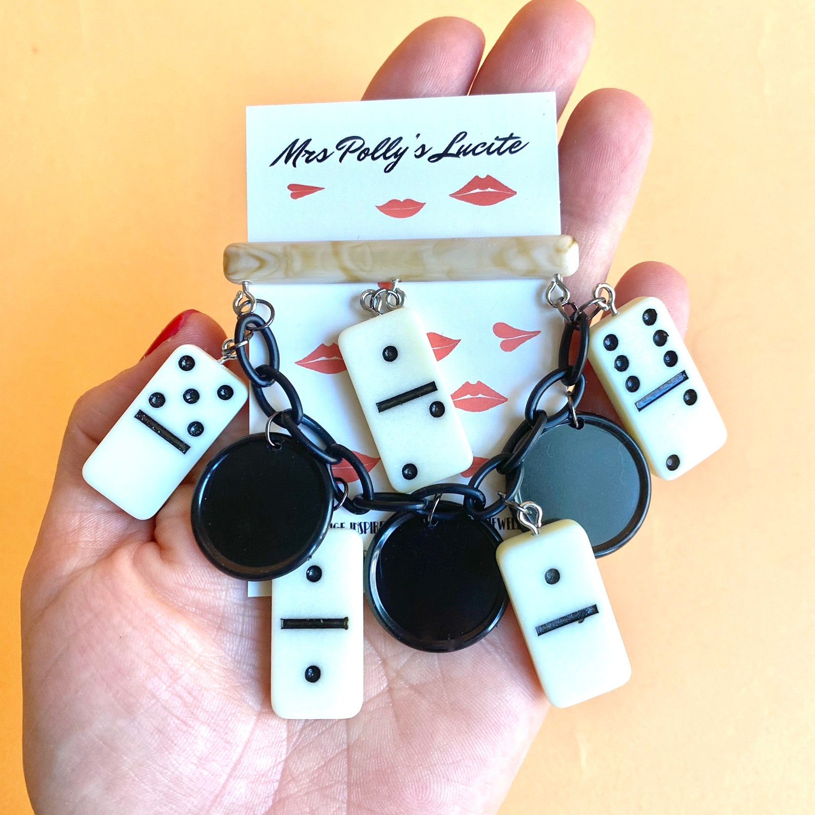 Domino Pin Brooch Vintage Art Deco Bakelite inspired Fun Etsy