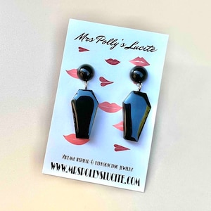 My coffin resin earrings: Fakelite Victorian Mourning Gothic Bakelite inspired