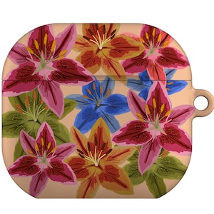 Lily Scatter AirPod AirPod Pro Keychain Case Cover | Abstract Cute Floral Bold Bright Flower | Apple AirPods Generation 1 2 3 4 Pro | Peach