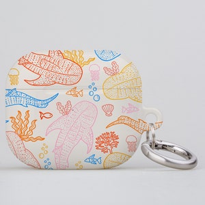 Whale Shark Scatter Coral Reef AirPod AirPod Pro Keychain Case Cover | Ocean Sea Animal Plants | Apple AirPods Generation 1 2 3 Pro | Bright