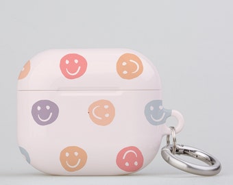 Estuche para AirPods con cara sonriente: Emoji arcoíris pastel Y2K