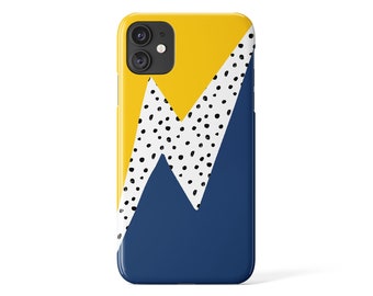 Google Pixel Cover Yellow Colour Block Blue Spots Thunderbolt Geometric Thunderbolt iPhone Case Samsung Galaxy Shell Dot