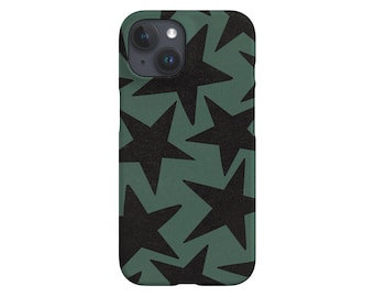 Vintage Large Stars Phone Case: Retro Y2K Green; iPhone, Galaxy, Pixel