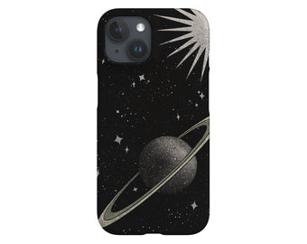 Planet Sun iPhone Case - Google Pixel Shell - Samsung Galaxy Cover - Abstract - Celestial Pattern - Space - Cosmos - Protective, Black Green