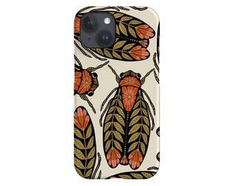 Floral Bug Scatter Phone Case | Insect Beetle | Cover for iPhone 16 15 14 13 12 SE Max Pro - Samsung Galaxy S24 - Google Pixel 8 | Neutral